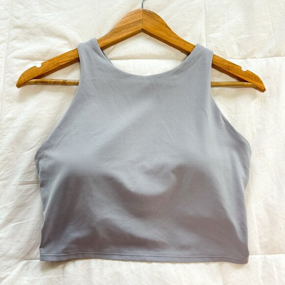 Athleta Conscious Crop Tank Top Sports Bra Medium Muted Lilac Purple Size Medium - Picture 4 of 8